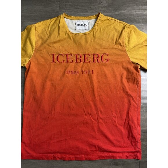 Iceberg  Men's Classic Logo T-Shirt I1P0F0106301 Orange Ombre Size Medium - Picture 1 of 7